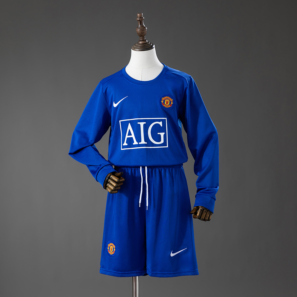 Long-Sleeve Kids Kit Manchester United Away 08-09