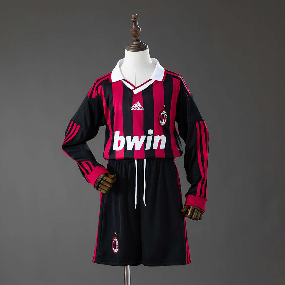 Long-Sleeve Kids Kit Ac Milan Home 09-10