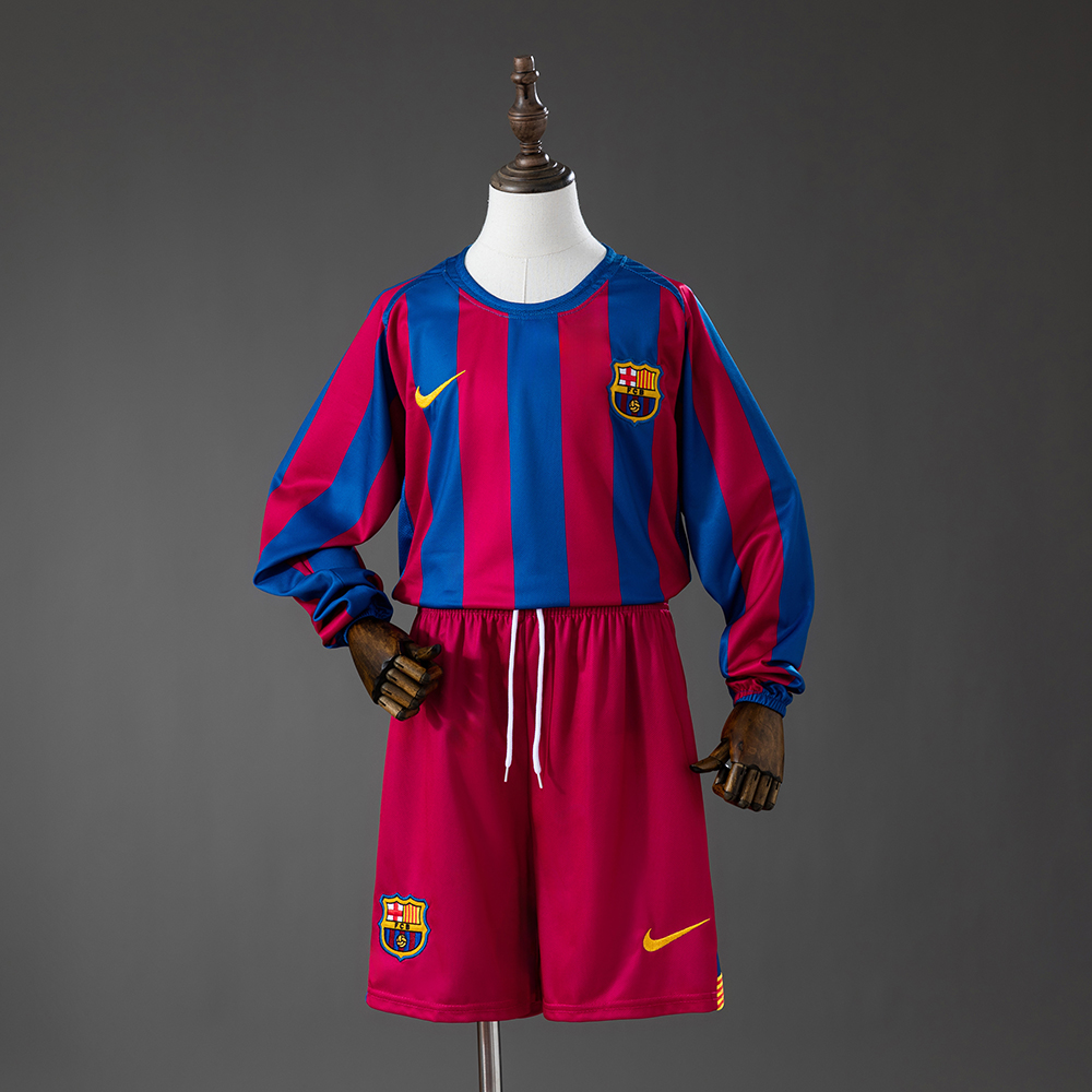 Long-Sleeve Kids Kit Barcelona Home 05-06