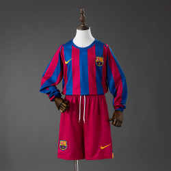 Long-Sleeve Kids Kit Barcelona Home 05-06