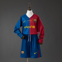 Long-Sleeve Kids Kit Barcelona Home 08-09
