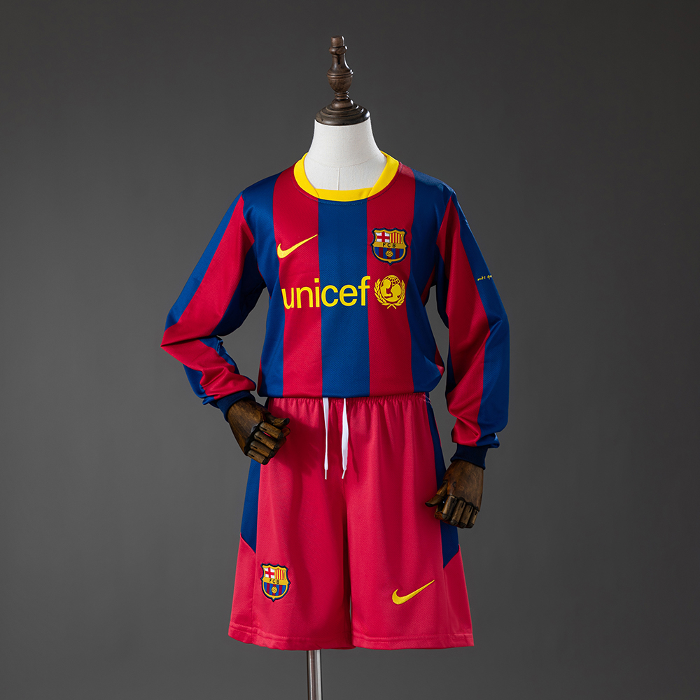 Long-Sleeve Kids Kit Barcelona Home 10-11