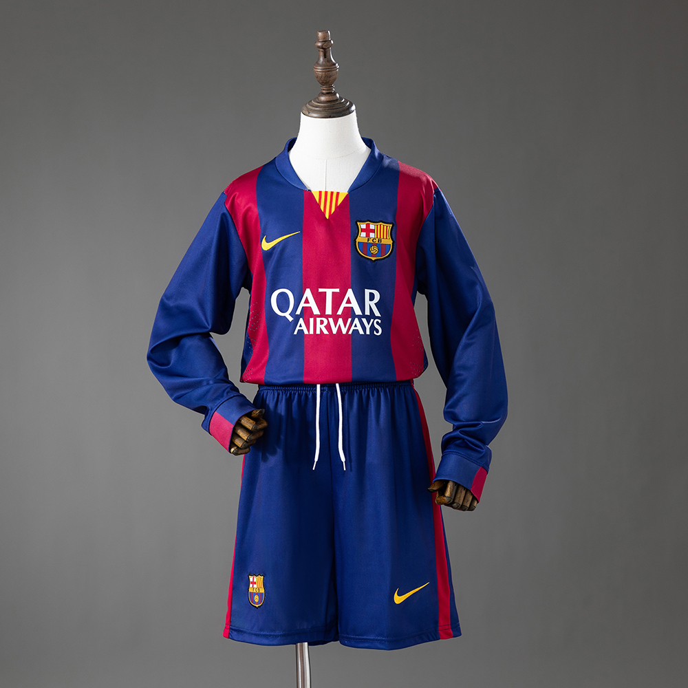 Long-Sleeve Kids Kit Barcelona Home 14-15