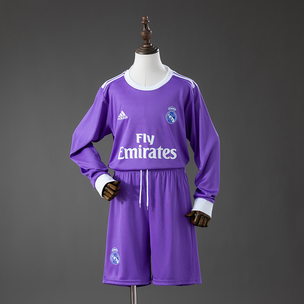 Long-Sleeve Kids Kit Real Madrid Away 16-17