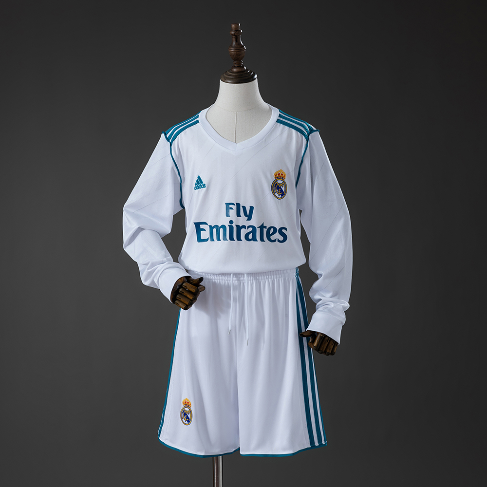 Long-Sleeve Kids Kit Real Madrid Home  17-18